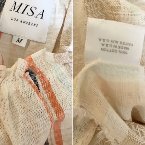 Misa Los Angeles Dress Idonia Maxi Lace Chambray Striped Dress Size M - Picture 5 of 9